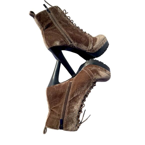 Aldo Aliria Combat Boot Heels Velvet Grey Olive Green Size 8 - Picture 4 of 10